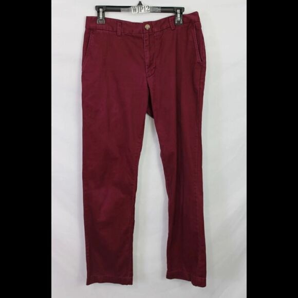 Vineyard Vines Slim Fit Breaker Pants Mens 32x32 Red Burgundy Flat Front - Picture 1 of 7
